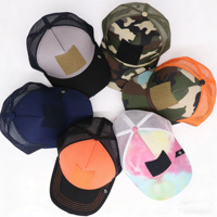 Zwarte verwisselbare klittenband patch mesh trucker pet aanpasbare snapback cap voor streetwear