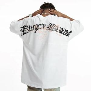 Camiseta de algodón grueso 100% de alta calidad para hombre, cuello redondo de gran tamaño, elegante, informal, manga corta, diseño de punto, privado personalizado - Product Image 2