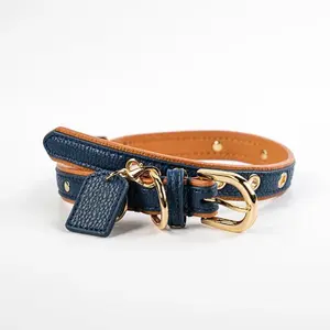 Collare per cani da compagnia in pelle PU di lusso girocollo per cani in ecopelle blu rosa nero collare per cani accessori per cravatte