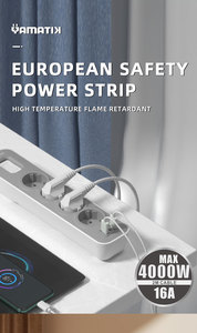 Multiprise NOVA série 2026, nouvelle conception, 16A 4000W, interrupteur de protection contre les surcharges, protection contre les surtensions, coque de prévention des incendies pour la maison et le bureau - Product Image 5