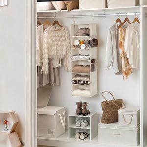 6-<b>Shelf</b> Hanging Closet Organizer 12" D x 12" W Rectangular Fabric Clothing Storage Bedroom Use - Product Image 2