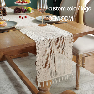 Caminos <span class=keywords><strong>de</strong></span> <span class=keywords><strong>mesa</strong></span> tejidos con borlas para Hotel, Decoración <span class=keywords><strong>de</strong></span> <span class=keywords><strong>mesa</strong></span> <span class=keywords><strong>de</strong></span> macramé <span class=keywords><strong>de</strong></span> algodón Crochet con encaje calado bohemio personalizado - Product Image 1