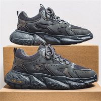 Nouvelles baskets sportives tendance pour hommes Printemps 2026 – Chaussures de course décontractées respirantes en maille, amorties et antidérapantes – Tailles 35-45 Noir Gris