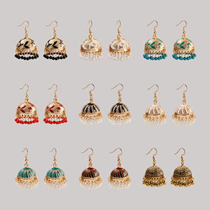 Vintage 14K chapado en oro de las mujeres vaciamiento Macrame <span class=keywords><strong>pendientes</strong></span> de aro India chica fiesta usando joyería étnica de aleación de cuentas <span class=keywords><strong>pendientes</strong></span> de borla - Product Image 1
