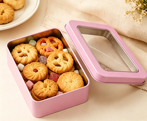 Recipiente Rectangular Metálico Rosa para Alimentos con Tapa Transparente, Libre de BPA, para Productos de Panadería Caseros - Product Image 3
