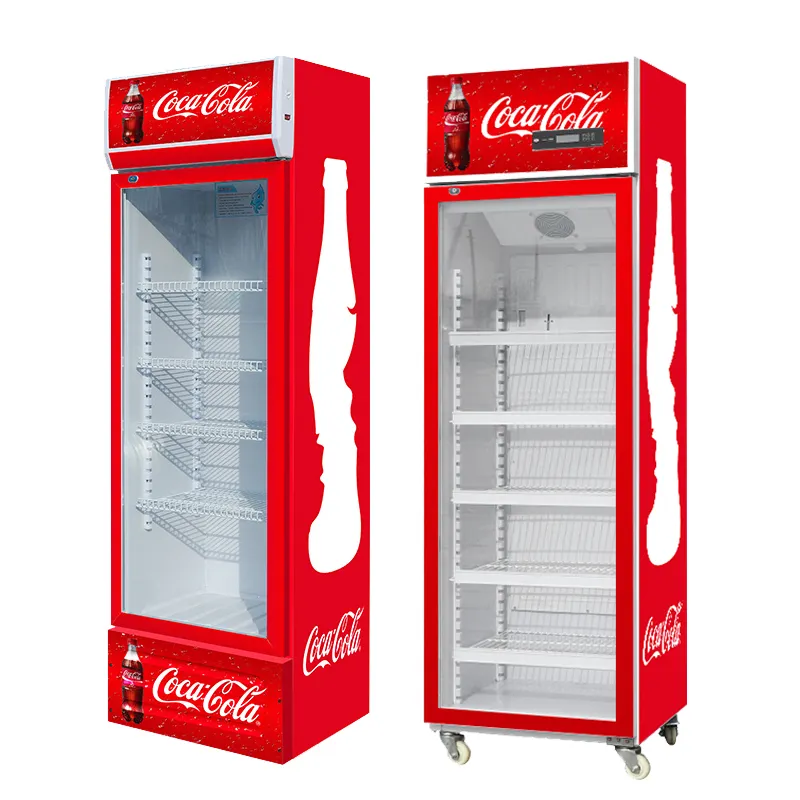 Refrigerador de geladeira vertical de superfície, refrigerador de geladeira com ce/resistência para bebidas, congelador vertical, porta de vidro com display