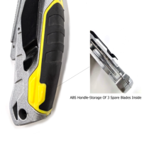 Couteau utilitaire multifonctionnel en acier inoxydable à lame dentelée, coupe-papier industriel à 4 boutons-poussoirs, outil d'électricien, bricolage