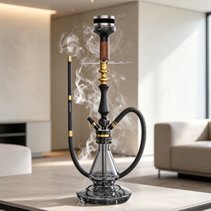 Set de Narguile/Shisha de Aluminio y Vidrio Negro Dorado con Manguera, Cazoleta y Herramientas para Bar o Regalo - Product Image 2
