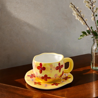 Tasses en céramique irrégulières pour hôtel, bureau, maison, tasses à lait et à café compatibles micro-ondes, tasses en céramique avec soucoupe et anse