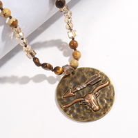 Nouveau Collier pour Femme en Pierres Naturelles et Cristal, avec Pendentif en Pierre de Tigre de 6mm, Pic Jasper, Disco Bronze OX