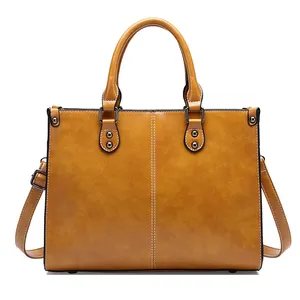 2024 Custom Women Luxury Leather Tote Hand Bag For Ladies Minimalist With Shoulder Strap