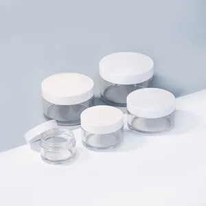 Kosmetik gläser Lebensmittel vorrats behälter 8 Unzen 50ml 100ml 200ml 250ml 300ml 500ml Klare Plastik gläser für Haustiere mit Schraub deckel