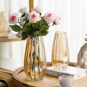 <span class=keywords><strong>Vaso</strong></span> per <span class=keywords><strong>Fiori</strong></span> in Vetro Contemporaneo Soffiato a Bocca con Colori Sfumati Gialli, Diverse Tonalità, Texture a Nocciolina, Decorazione <span class=keywords><strong>da</strong></span> Tavolo per Casa e Matrimoni - Product Image 3