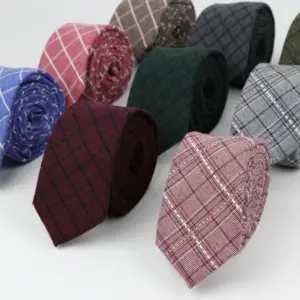 Thick Tie Colorful Men's Plaid Necktie Casual Streak Suit Bowknots Neckties Male Cotton Skinny Slim Ties Cravat