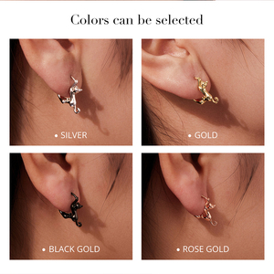 Cute Cat Huggie Earrings Gold Plated Silver <b>Black</b> <b>Rose</b> Gold Unisex Alloy Animal Shape Jewelry Gift - Product Image 5