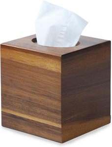 Boîte à mouchoirs décorative en bois pour la maison, couvercle carré en bois pour boîte à mouchoirs, support à mouchoirs en cube avec fond <span class=keywords><strong>coulissant</strong></span> - Product Image 1