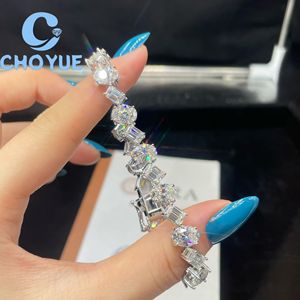 Pulsera de tenis de lujo de plata de ley 925 con moissanita, estilo Iced Out, joyería fina para hombres y mujeres, pasa la prueba del diamante, directo de fábrica - Product Image 5