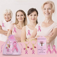 Porte-clés broche ruban rose pour la sensibilisation au cancer du sein, pour femmes, événements d'amitié et de charité