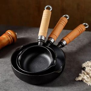Accessoires de cuisine, moule à tarte <span class=keywords><strong>en</strong></span> <span class=keywords><strong>fonte</strong></span> de 10 à 25 cm de diamètre, noir avec poignée <span class=keywords><strong>en</strong></span> bois, poêle <span class=keywords><strong>en</strong></span> <span class=keywords><strong>fonte</strong></span> antiadhésive - Product Image 5