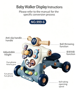 Marche-bébé multifonctionnel 3 en 1, marche-bébé pour apprendre à se tenir debout, jouet à chevaucher pour les tout-petits - Product Image 3