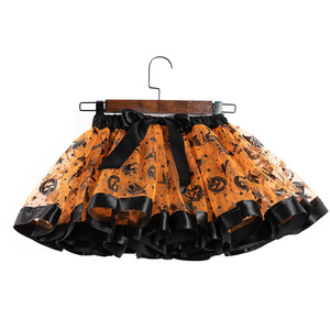 Falda Tutú de Gasa Estampada con Puntos de Araña y Murciélago para Niñas, Disfraz Infantil de Halloween, 25 Colores - Product Image 2