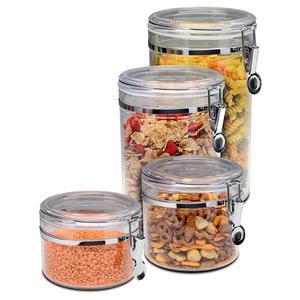 Food Grade 5 Piece <strong>Acrylic</strong> Canister Set Food Jars Clear Airtight Canister Set Food <strong>Storage</strong> <strong>Container</strong> with Airtight Clamp Lids - Product Image 2
