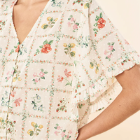 Ensemble de pyjama 2 pièces pour femme : haut boutonné à manches volantées et pantalon à ourlet à volants – Doux, confortable, idéal pour la maison et l'été