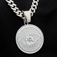 Nouveau Collier Pendentif Plaque Œil de Diable Personnalisé en Alliage de Zinc avec Chaîne Bambou Style Hip-hop pour Homme, Bijoux, Cadeau