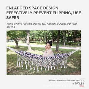Hamac à franges Woqi, intérieur/extérieur, motif ondulé coloré, hamac portable, tissu de camping, charge maximale 226 kg - Product Image 2