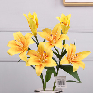 Fleurs de lys artificielles en soie, haute simulation, décoration intérieure, accessoires de mariage, couleurs bonbon jaune rose violet blanc - Product Image 5