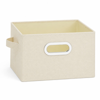 Organizador para el Hogar, Caja de Almacenamiento Plegable Abierta, Tela de Lino, Base de PP, Asa de Metal, Cesta de Almacenamiento para Sala de Estar
