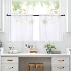 Sheer Tier Rideaux Blanc Noir Cuisine <span class=keywords><strong>Salle</strong></span> <span class=keywords><strong>De</strong></span> Bains Petit <span class=keywords><strong>Rideau</strong></span> Court Transparent Lumière Filtrage Café Voile <span class=keywords><strong>Fenêtre</strong></span> - Product Image 2