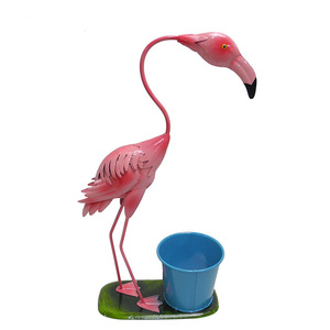 Jardinière en métal en forme d'animal flamant rose, dessin animé, revêtement en poudre, légère, durable, faite à la main, unique, art déco pour <span class=keywords><strong>jardin</strong></span> d'intérieur, <span class=keywords><strong>balcon</strong></span>, pelouse - Product Image 2