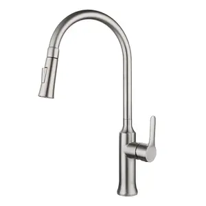 Toptan paslanmaz musluklar sprey-factory direct single hole pull down sink kitchen faucet 304 stainless steel