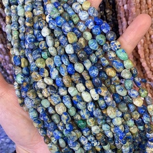 6-8mm AA <span class=keywords><strong>chrysocolla</strong></span> sỏi sỏi sỏi hạt Chữa Bệnh năng lượng tự nhiên <span class=keywords><strong>chrysocolla</strong></span> vòng hình dạng không đều hạt 15" - Product Image 1