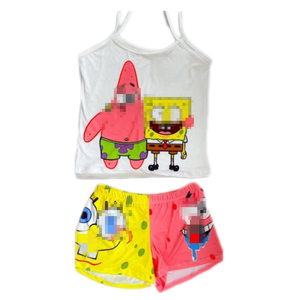 Nueva llegada de dibujos animados de 2 piezas de mujer corta ropa de dormir pijamas conjuntos de dibujos animados para adultos - Product Image 2