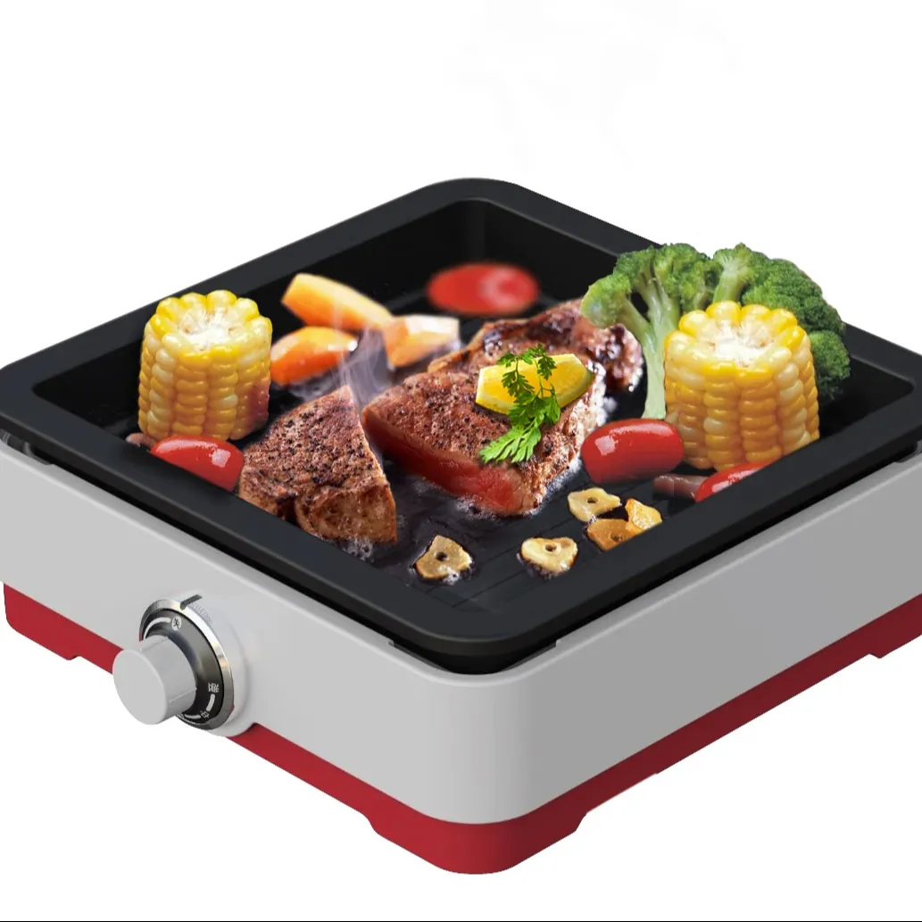CE/ROHS/CB Multi-funzione barbecue Grill elettrico fornello dormitorio pentola calda senza fumo piastra da cucina con rivestimento antiaderente