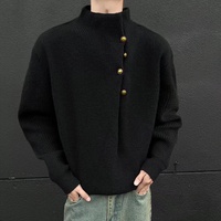 Pull en maille asymétrique à col montant pour homme, style coréen haut de gamme, pour automne-hiver, tenue décontractée streetwear, vente en gros