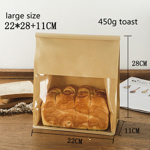 Lingjie bánh mì nướng và bánh mì đáy phẳng giấy đóng gói túi với cửa sổ rõ ràng bông túi giấy với dây cuộn niêm phong - Product Image 3