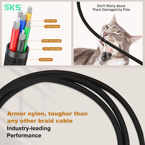 Câble USB 2.0 Type-C coudé à 90° et droit à 180°, tressé en nylon, charge rapide 5A pour téléphones, appareils de jeu, imprimantes iOS - Product Image 3