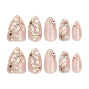 24 <span class=keywords><strong>Uñas</strong></span> Postizas Acrílicas de Estilo Francés, Cortas, Almendradas, <span class=keywords><strong>con</strong></span> Diseño Floral 3D, Románticas, de PMMA, 3314 - Product Image 5