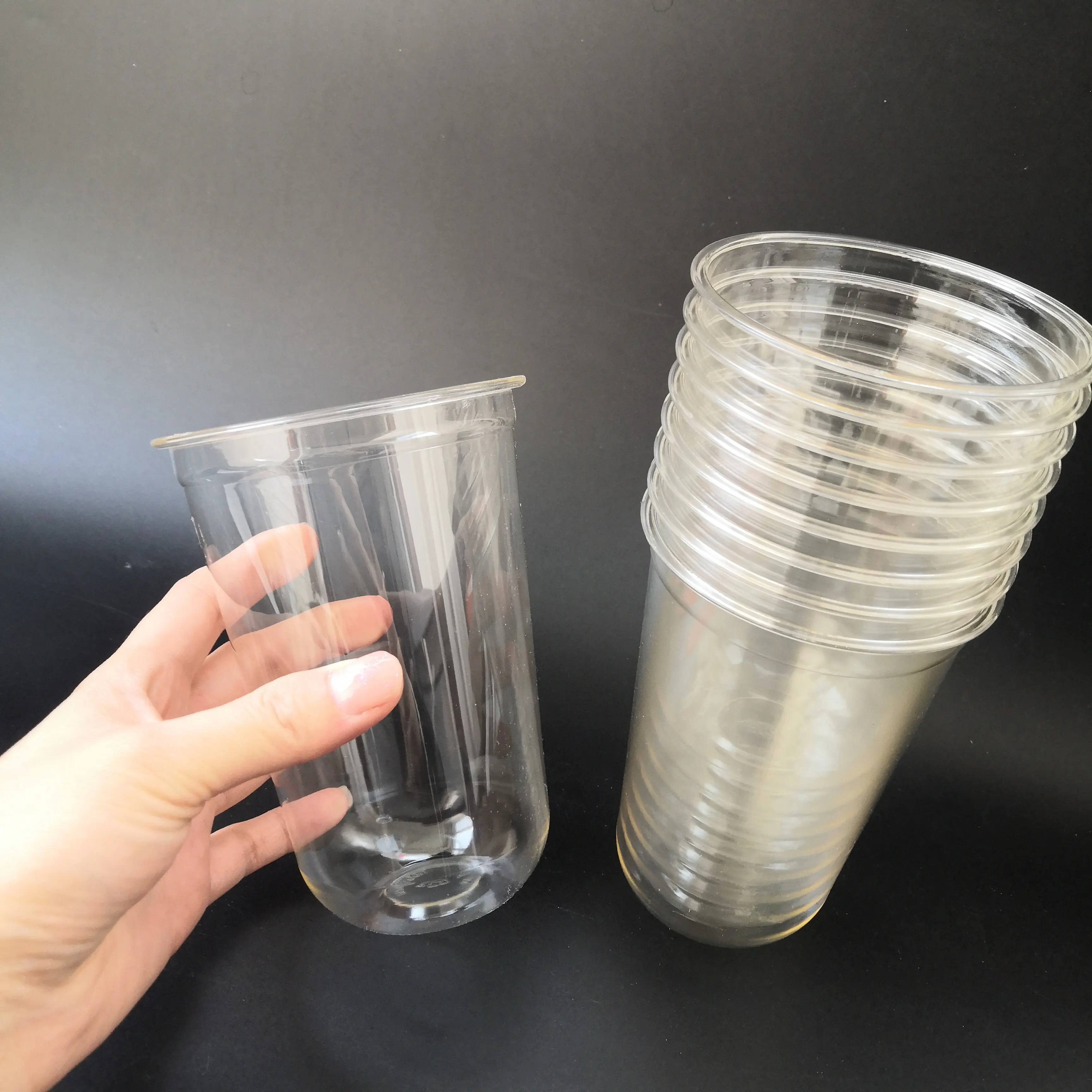 100% 生分解性使い捨て2 16 12 32オンスCPLAプラスチック蓋透明コールドビールミルクティーコーヒーソースPLAU字型カスタムカップ
