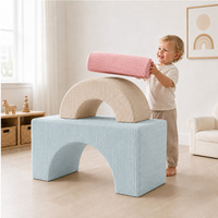 Nouvelles blocs de jeu empilables en tissu côtelé et mousse souple, forme arc-en-ciel, pour activités intérieures de maternelle