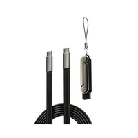 Kabel Data Tipe C Kepang Grosir 240W 2 in 1 Pengisian Cepat dengan Penyangga Ponsel Lipat Selubung Silikon Iphone