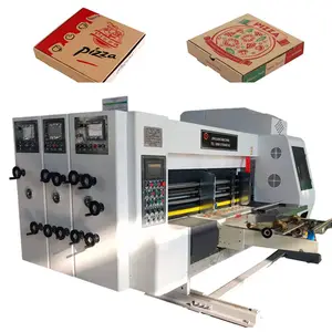 Jg-Mini 2 Kleur 4 Kleur Gegolfd Box Flex Afdrukken Papier Pizzadoos Making Machine Met Sterven Leuker Slotter