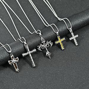 Kalung Salib Gotik Grosir Seri Hip Hop 2026 Fashion Baja Anti Karat Liontin Salib Berlian Penuh untuk Wanita Pria - Product Image 3