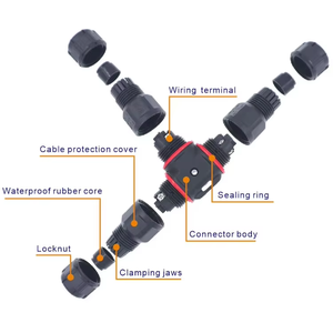 Connecteur circulaire OL-T1 IP68 étanche de type T 16A 250V, répartiteur de puissance à 3 voies pour éclairage LED extérieur et branchement de <span class=keywords><strong>jardin</strong></span> - Product Image 2