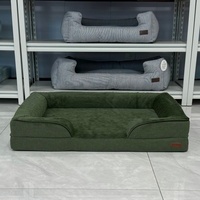 Lit pour animaux de compagnie luxueux, super doux et confortable, canapé orthopédique pour chien et chat, couleur verte hiver