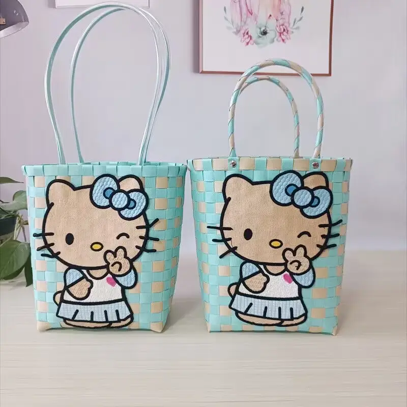 New cartoon Ladies Women Woven bag shopping all'ingrosso cute tote bag Handbag ricamo kawaii kt shoulder bag