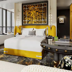 Factory Wholesale Wood Hotel Bedroom Sets <b>Panel</b> <b>Headboard</b> Modern Commercial Style Hotel Project Furniture for Hotel Bed Room - Product Image 4